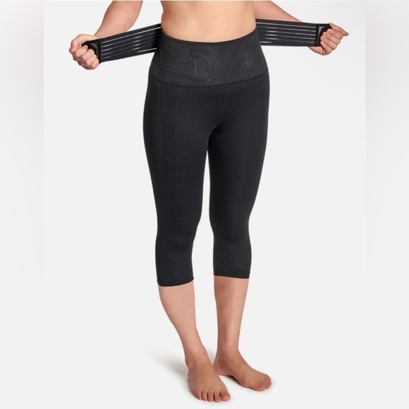 Tommie Copper Lower Back Support Capri Leggings with Adjustable Straps Size L - Picture 2 of 7